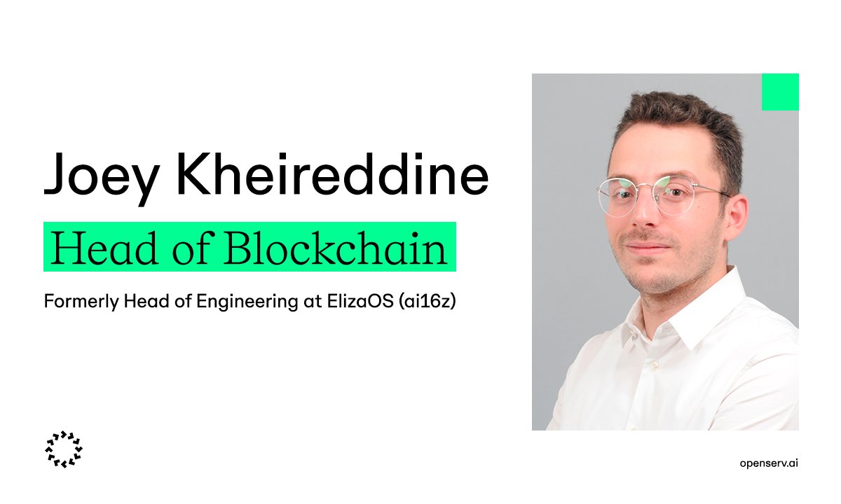 OpenServ names Joey Kheireddine Head of Blockchain, joining from Eliza Labs (formerly AI16z)